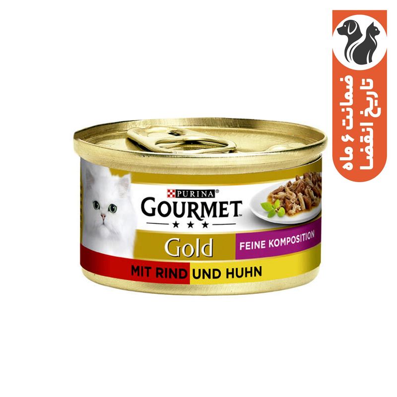 کنسرو غذا گربه گورمت مدل مرغ و گوشت در سس وزن 85 گرم